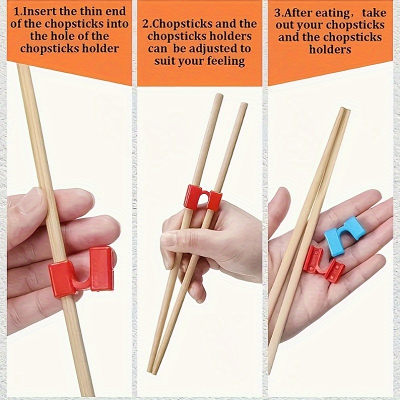 

1/4-pack Beginner Chopstick Holders - Lightweight, Non-slip, Reusable, Dishwasher Safe, Plastic Material