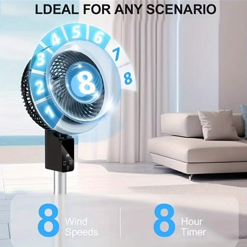 Ventilador recargable portátil 10000mAh silencioso para apagones y camping