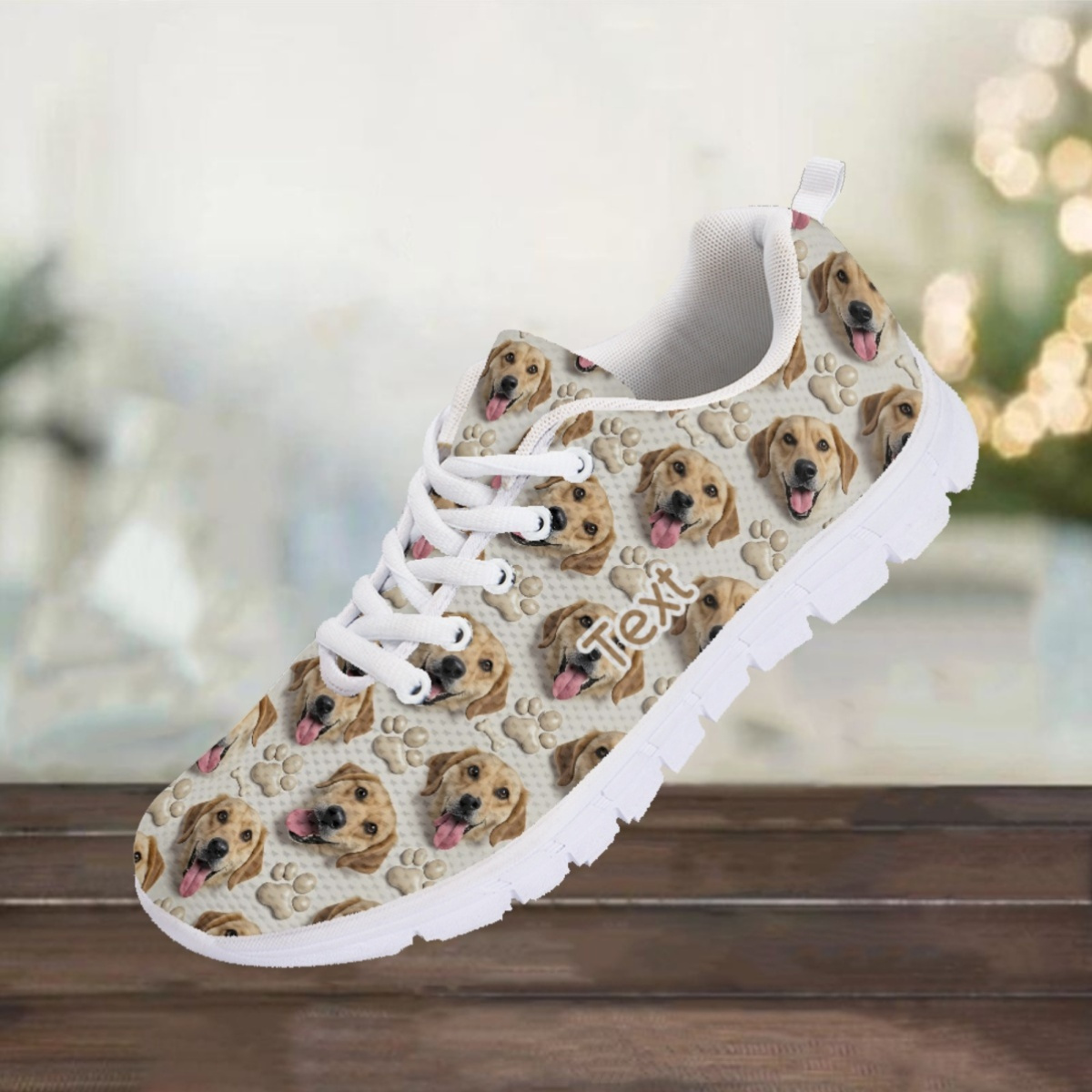 Dog And Dog Paw Print Pattern 2D Printed Custom Sneakers -... product image 6