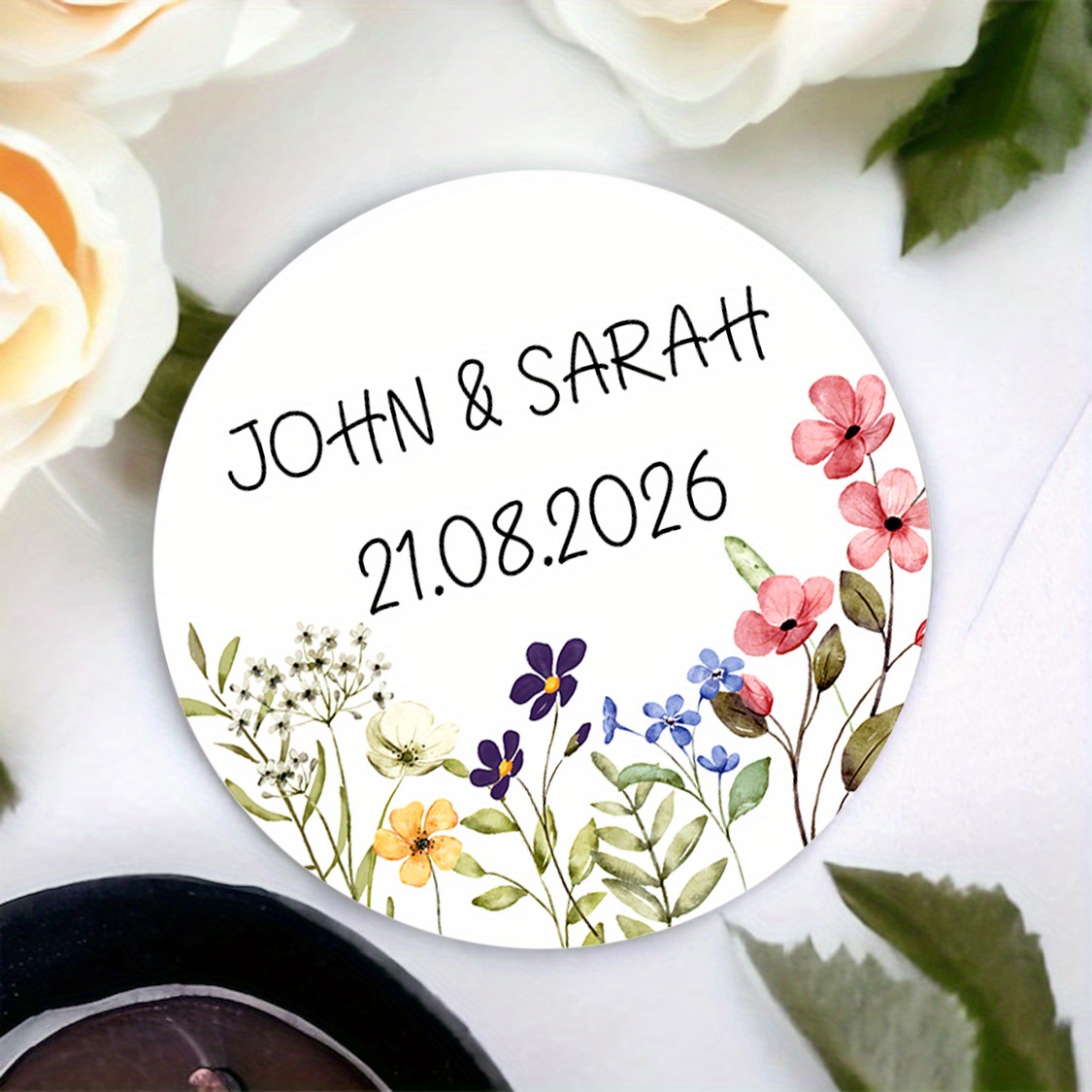 TEMU 48pcs Floral Custom Stickers, Celebration Engagement And Wedding Decoration Gifts Stickers