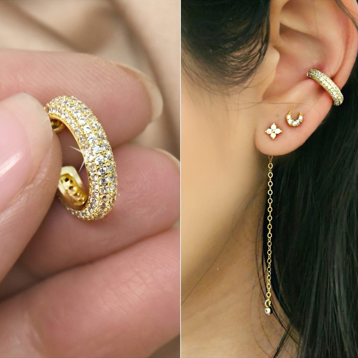 Set of 1 or 4pcs Bold Hoop Ear Cuffs