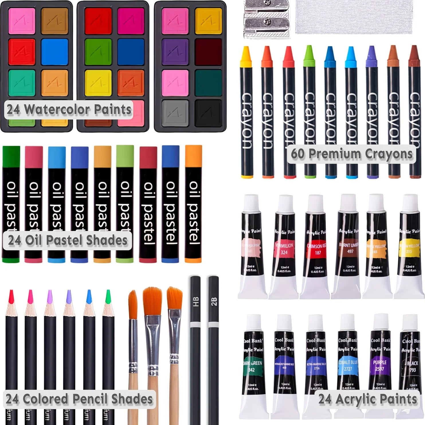 175-Piece Professional Art Set with Wooden Case & Pads – detail 1