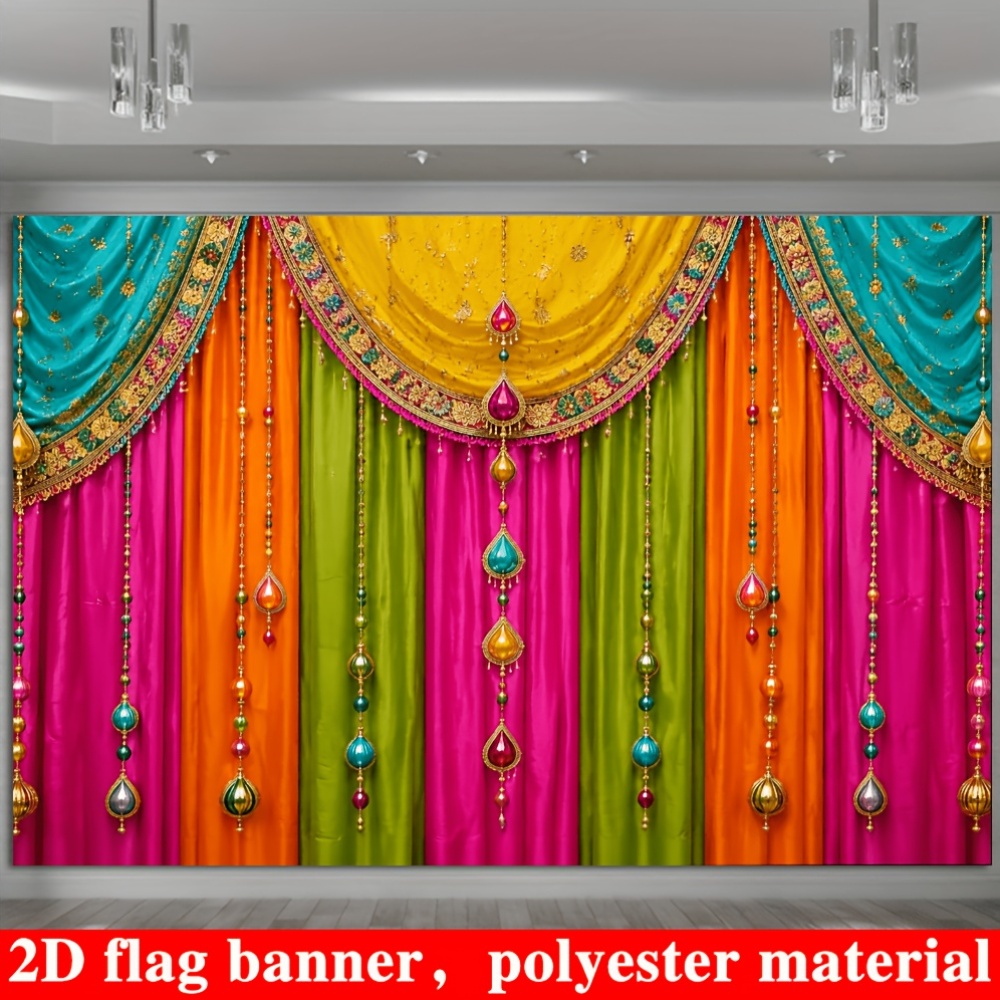 Exotic Indian Style Colorful Curtain Themed Background