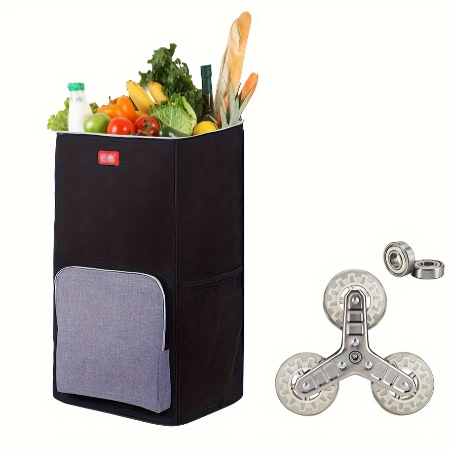 1pc Collapsible Stair Climbing Cart with Detachable Waterproof Bag - Portable Trolley for Grocery Shopping, Camping, Travel, and Picnics, 2.64gal Capacity, Aluminum Frame, Stair Wheel Design, Outdoor Picnic Essentials|Stair Climbing Cart|Durable Aluminum Frame, Picnic Essentials Cart