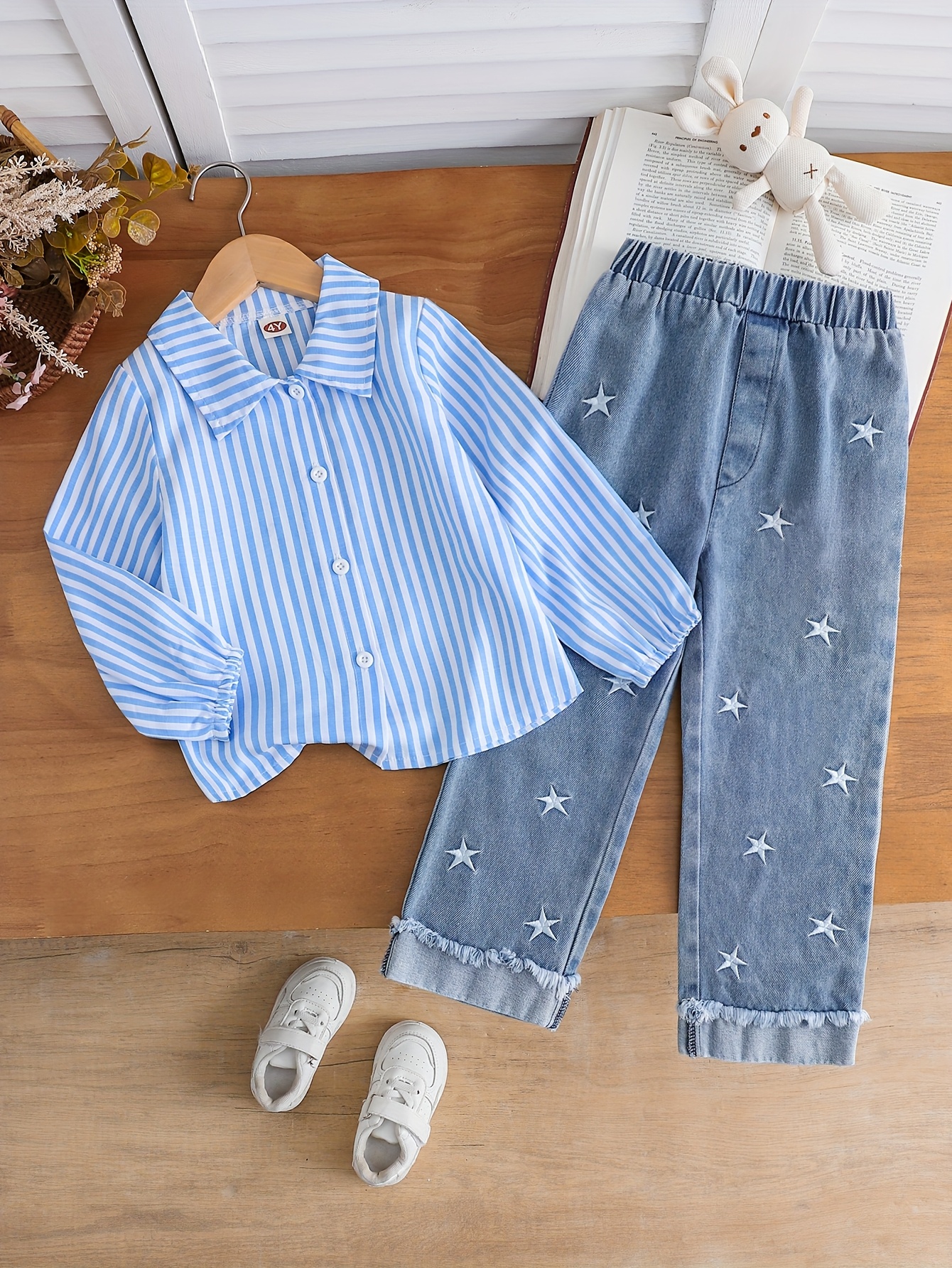 conjunto camiseta larga pantalones vaqueros bordados Temu Argentina