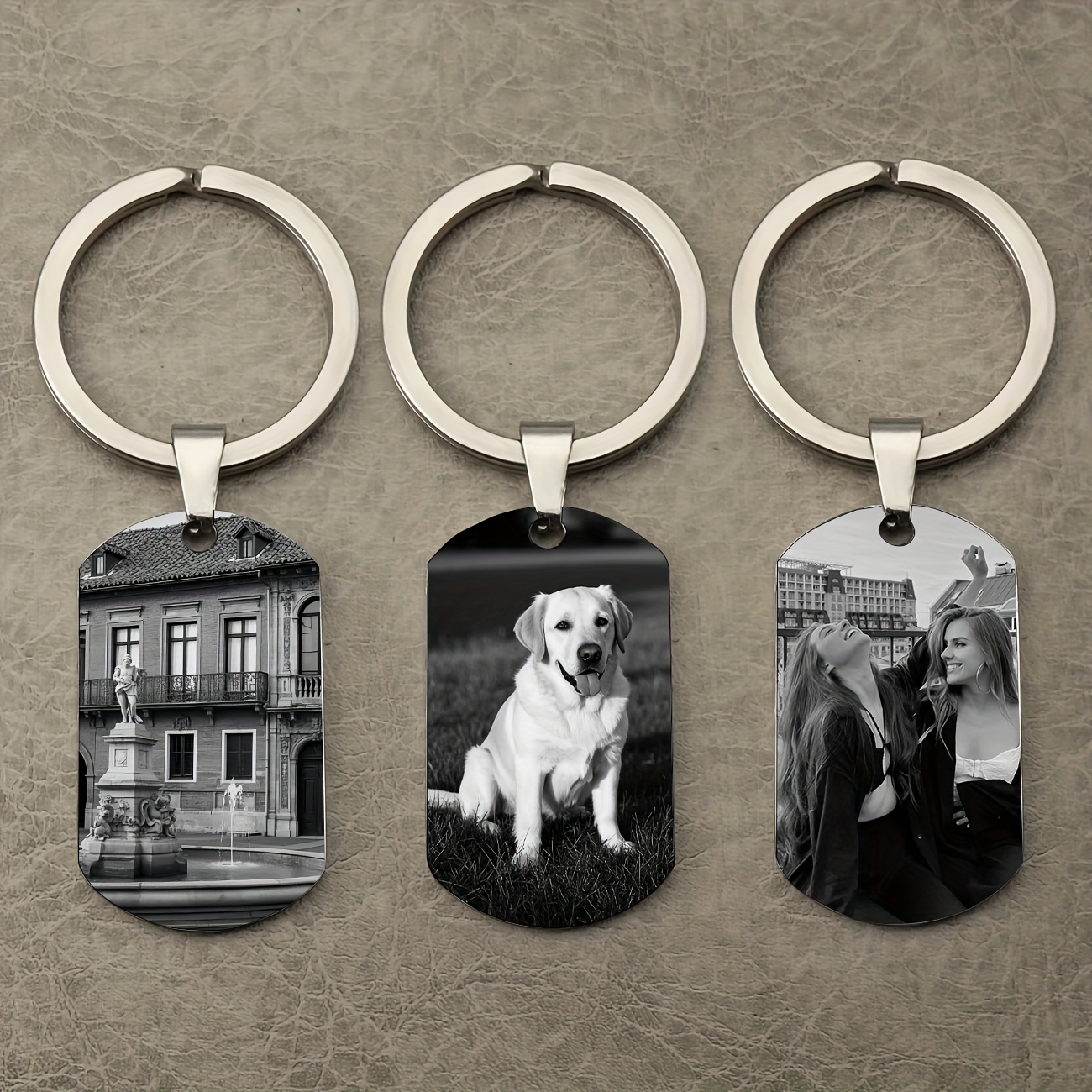 customized photo text engraving keychain personalized   style men boyfriend dad keychain durable