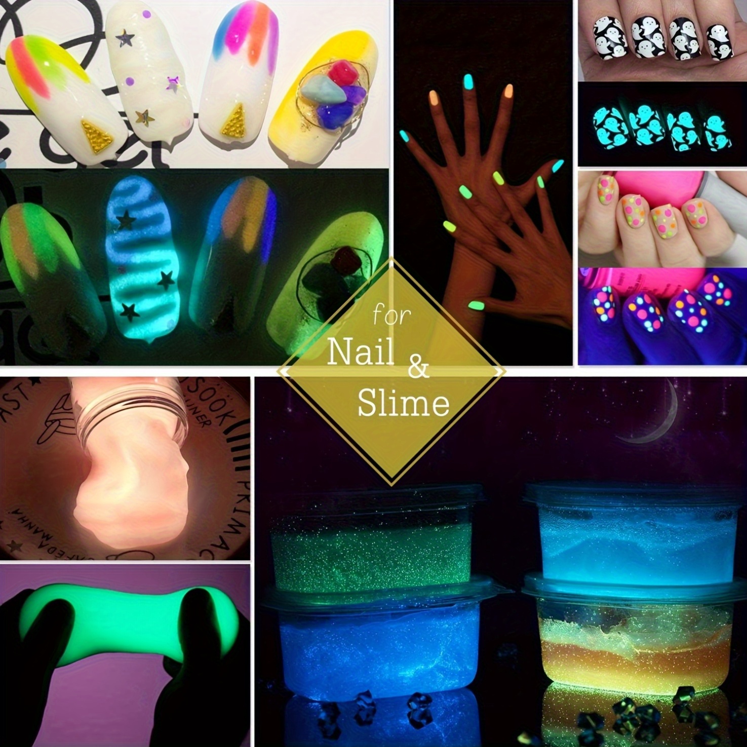 12-Color Acrylic Luminous Fluorescent Powder – Glow In The Dark Pigment For Nail Art & Crafts