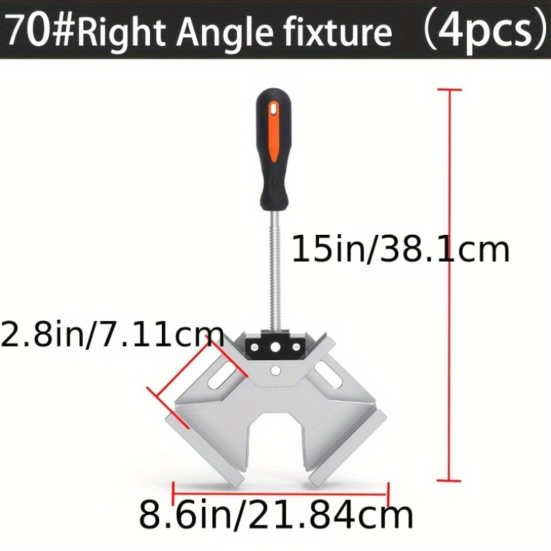 4 piece right angle clamp set for woodworking adjustable height non slip handles detachable surface compatible with drills and saws details 8