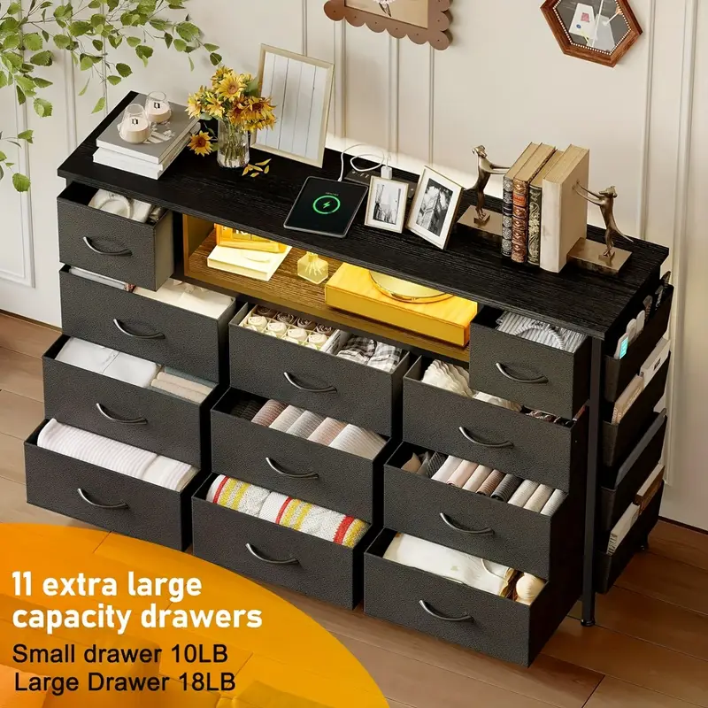 black dresser bedroom power outlets led lights 11 - Temu black dresser bedroom power outlets led lights 11 - Temu