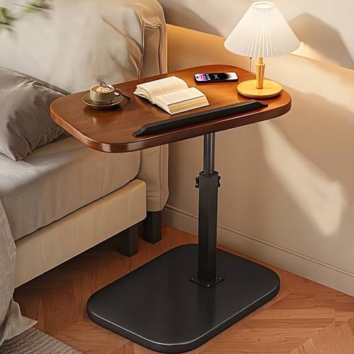 walnut c shaped sofa bed tray table multi functional armrest side table sturdy design perfect as a snack rack living room bedroom bedside table laptop desk tv tray table dining table sofa tray table adjustable side table christmas gift