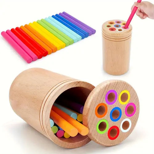 wooden color sorting and counting tally sticks enhance fine motor skills sensory awareness and color recognition ages 3 6