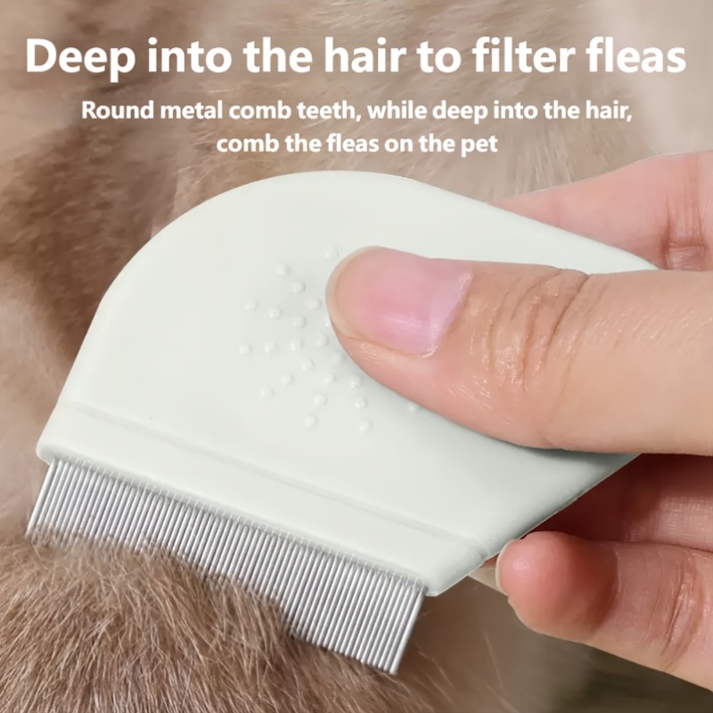 grooming tool for pets suitable for   cats and dogs designed to remove loose hair and detangle fur featuring a fine toothed comb for lice and fleas ideal for home grooming