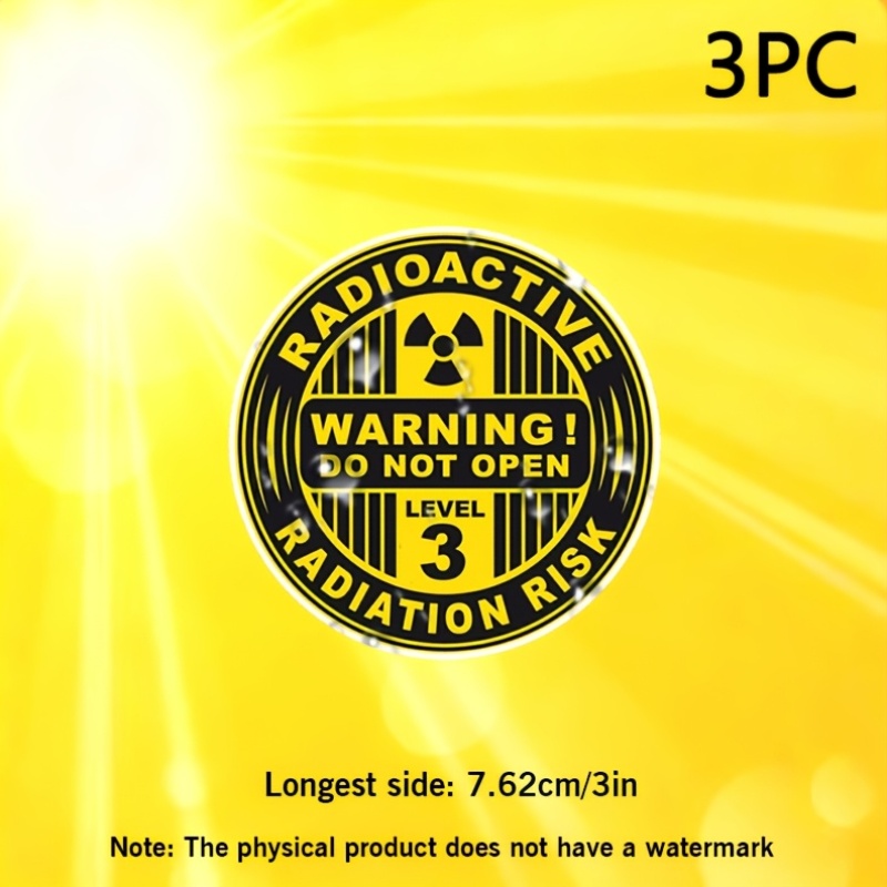 3pcs   radiation warning car stickers made from durable waterproof vinyl material   laptops trucks   tractors toolboxes garage decor and more