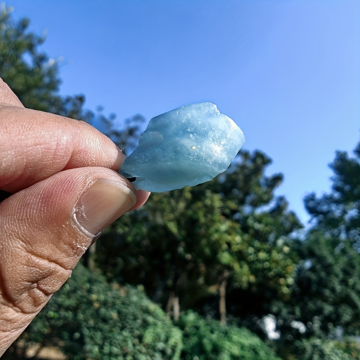 Handmade Blue Aquamarine Quartz Pendant Necklace