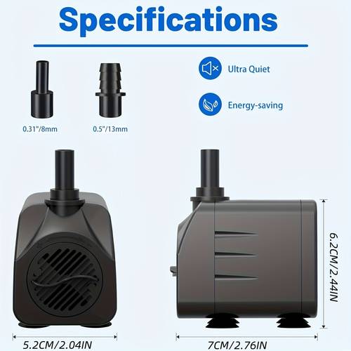 fountain pump 200gph 16w submersible water pump durable outdoor fountain water pump 2 nozzles for aquarium pond fish tank water fountain pump without battery