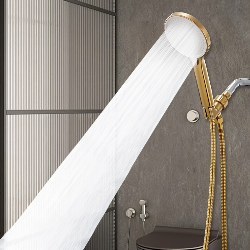 High-Pressure Handheld Showerhead with 3 Modes, Golden Finish