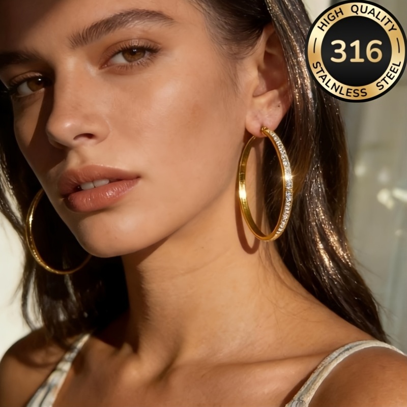 Women's 18K Golden Plated Hypoallergenic Round Earrings