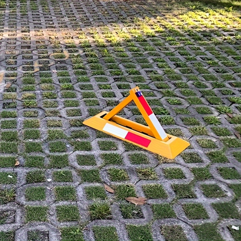 trgovski metalni stoper za кола - жолта боја, дизајн којашто заштитува од неавторизирано паркирање, лесен за инсталација, идеален за домашна и комерцијална употреба, решенија за заштита на простор|модерна естетика|издржлив конструкција, паркинг спајс сејвер детали 7