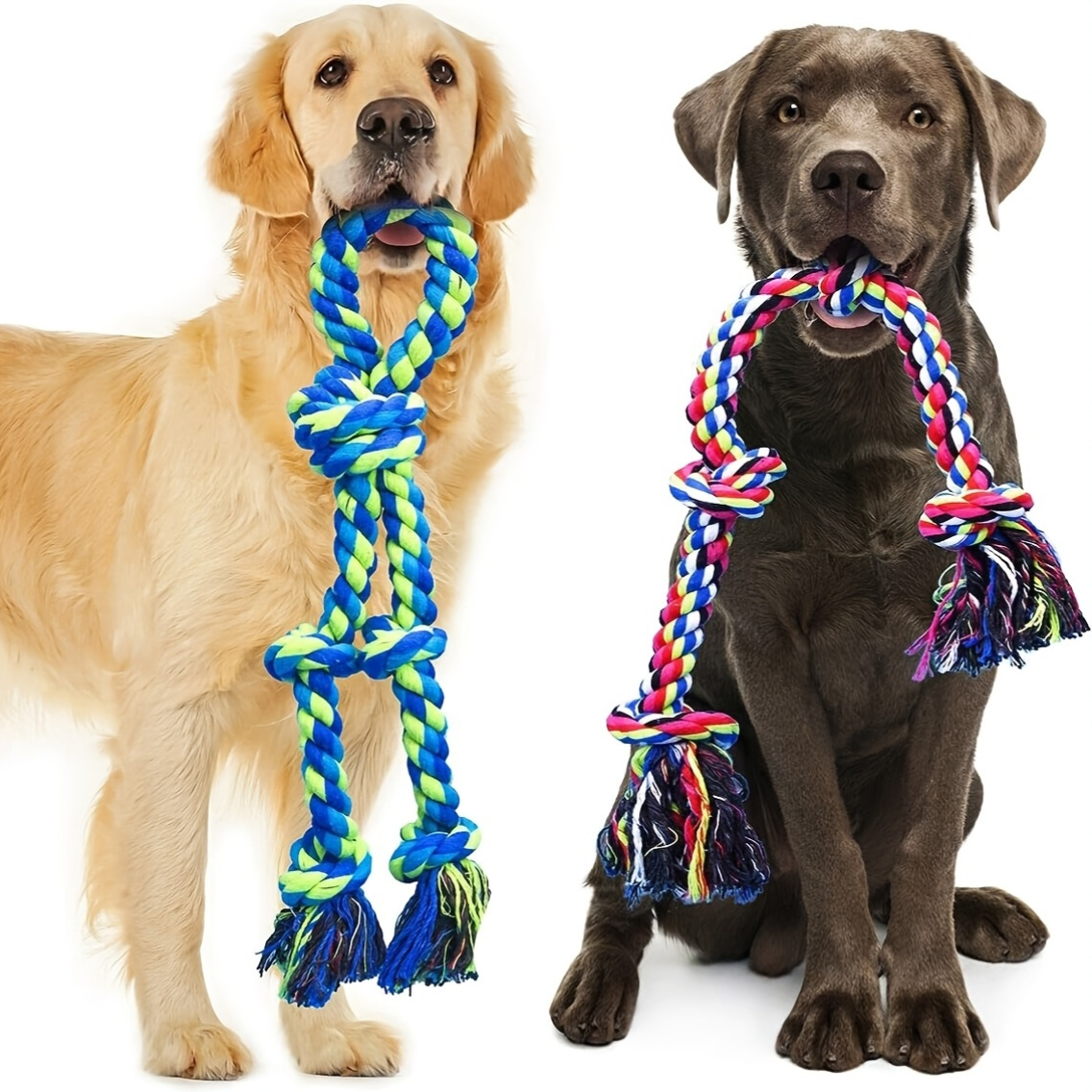 TEMU 2pcs Heavy Duty Dog Rope Toys Suitable For Large & Medium Dogs - Indestructible Chew Proof Rope, Toy For Aggressive Chewers, Tough Dog Chew Toys