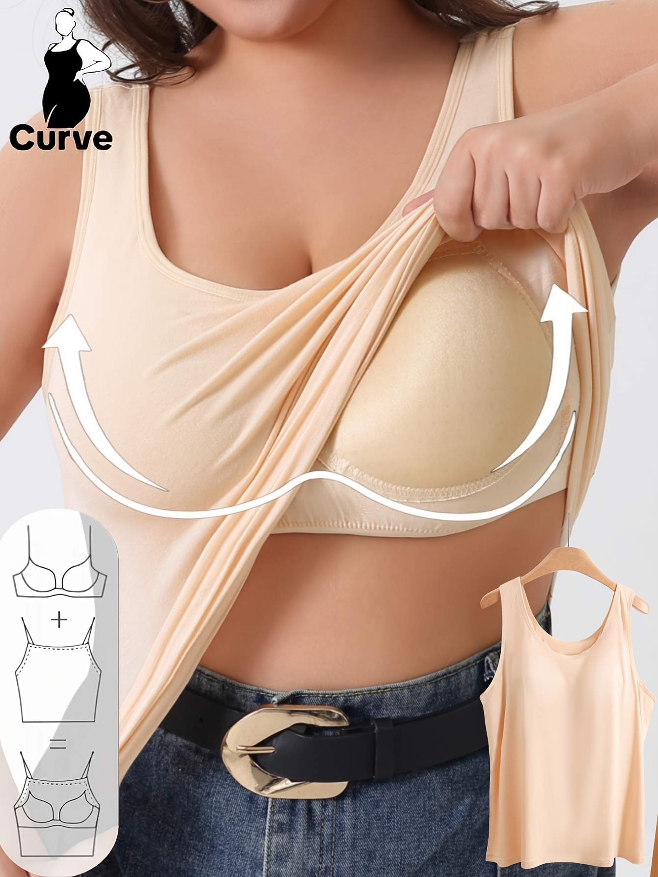 plus size womens vest and bra 2 in   underwear sports top   friendly high elastic wide strap vest suitable for   running exercise   wear non removable chest pad plus size sports top