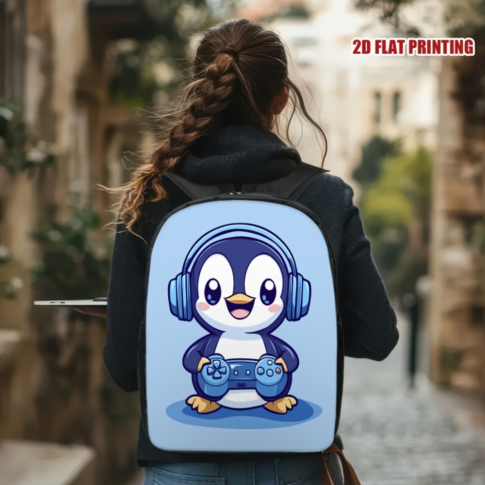 One Smiling Penguin-Themed Gaming Backpack, Featuring Adjustable Straps And Ample Storage, Perfect for Travel And Everyday Use., For Teenager
