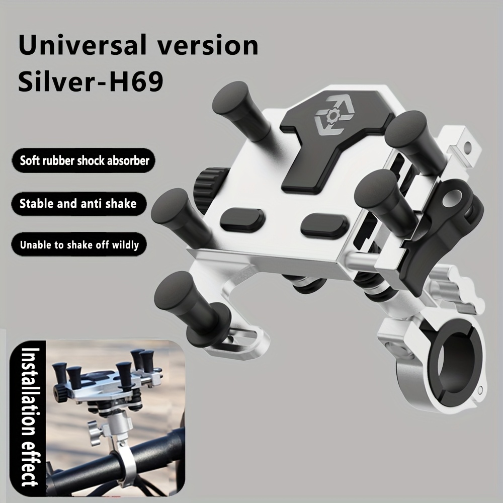 Image of Outdoor Aluminum Alloy Mobile Phone Navigation Stand, 180° Rotating Universal Motorcycle Phone Stand, Outdoor Riding Navigation Stand, Mountain Bicycle Phone Stand