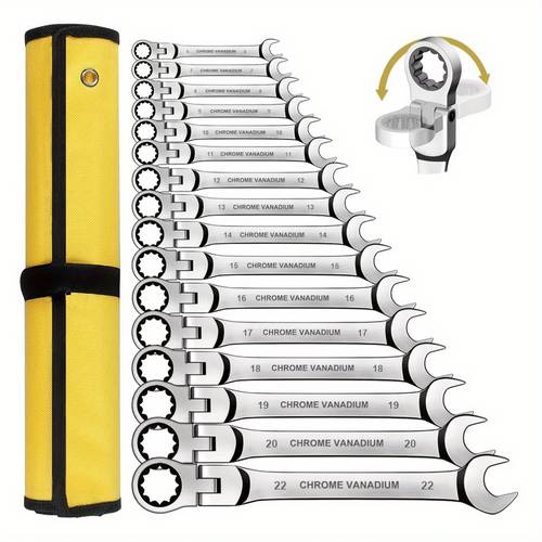 14 16pcs ratcheting wrench set combination ended spanner kits chrome vanadium tools socket key ratchet wrench set