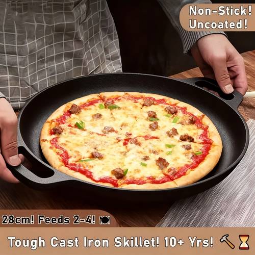 1pc grill pan pre 11 02 inch with dual large loop handles durable heating for oven stovetop grill or campfires kitchen gadgets for