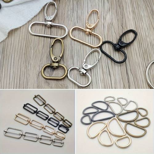 item picture 24pcs wallet handbag luggage hardware additions set oval ring rotatable lobster clasp hook and d ring and tri sliding metal material sturdy and durable multi color and multi specification options