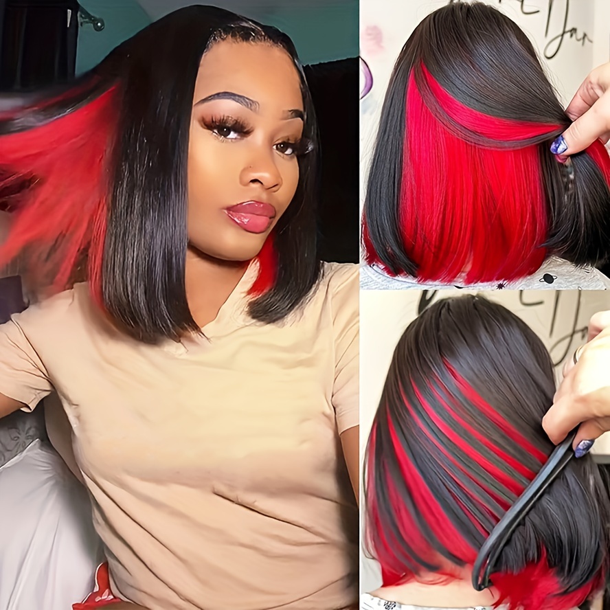 bob wigs women red peekaboo wig synthetic hair straight bob Temu