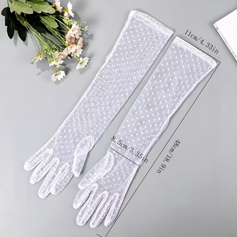 Tulle Long Gloves, Elegant Sheer Mesh
