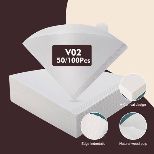 50 100pcs v 60 cone coffee filters durable disposable paper filters v02 coffee filters suitable for pour over and drip coffee makers coffee