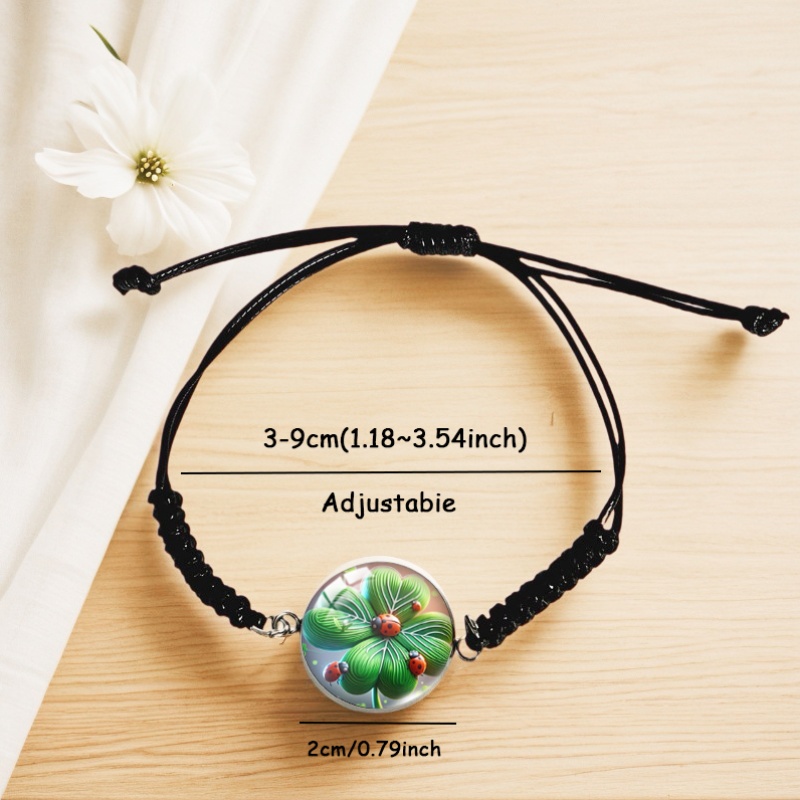 Stylish Handmade Bracelet with Lucky Four-Leaf Clovers