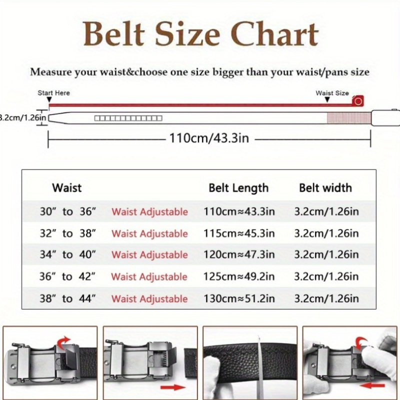 Men's Auto Buckle Leather Belt
