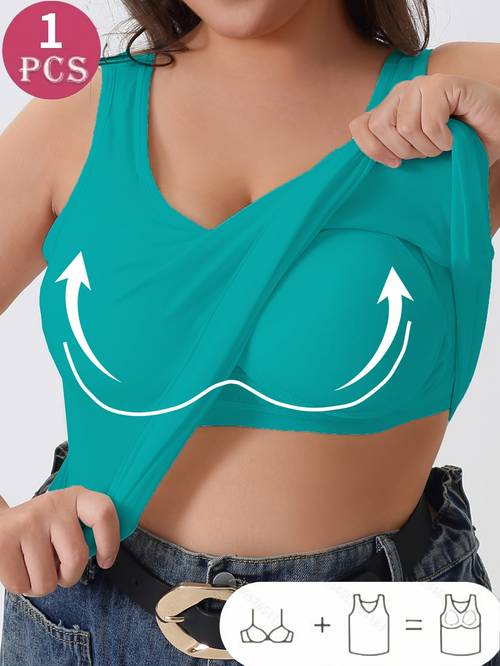 plus size womens shaping camisole bra 2 in underwire sleeveless top friendly high elastic wide straps wearable