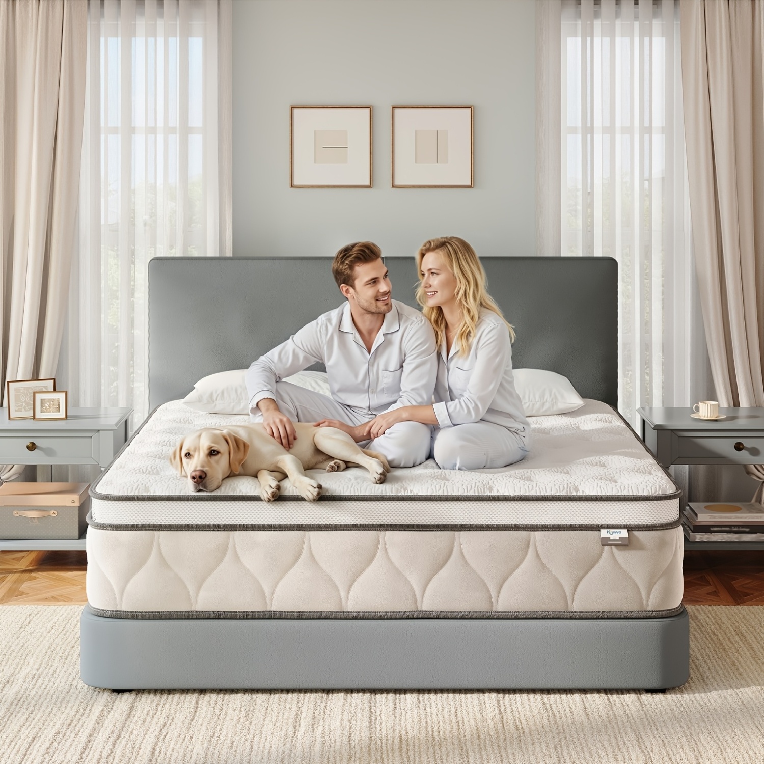 Promotez le sommeil   et soulagez votre   - Matelas à ressort de poche épais de   avec support corporel en 7 zones et   respirante pour un confort  