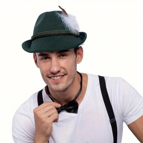 men women jazz hats vintage wide brim hat feather top hat for oktoberfest party