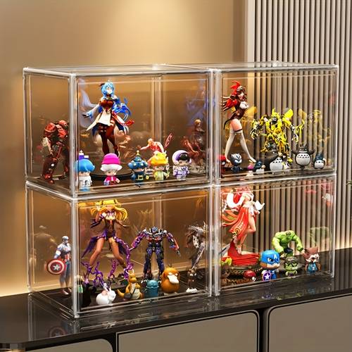 1 transparent storage box for collection stackable storage boxes plastic display cabinets multi functional storage boxes dust proof design can backpacks helmets boots stands for ornaments