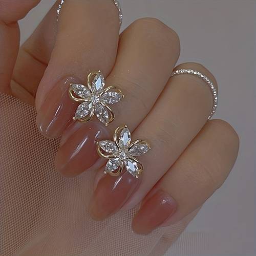 imagen del artículo pendientes de botón florales brillantes - diseño de 5 , para citas, uso casual y regalos de vacaciones, pendientes originales