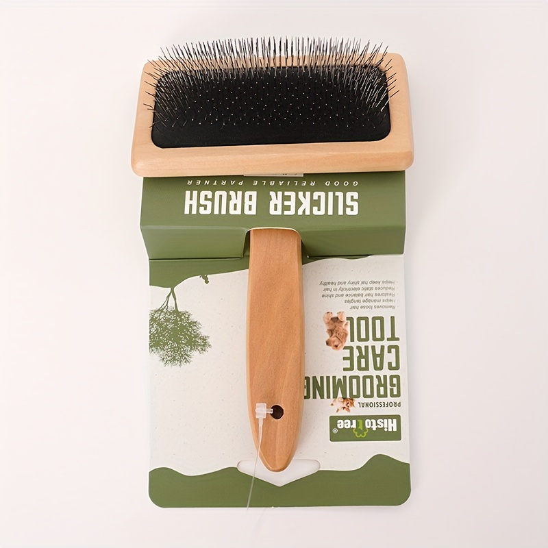 

Stainless Grooming Brush With Wooden Handle, Professional Pet Dematting And Shedding Comb, For Dogs And Cats, Canine And Feline Grooming Tool