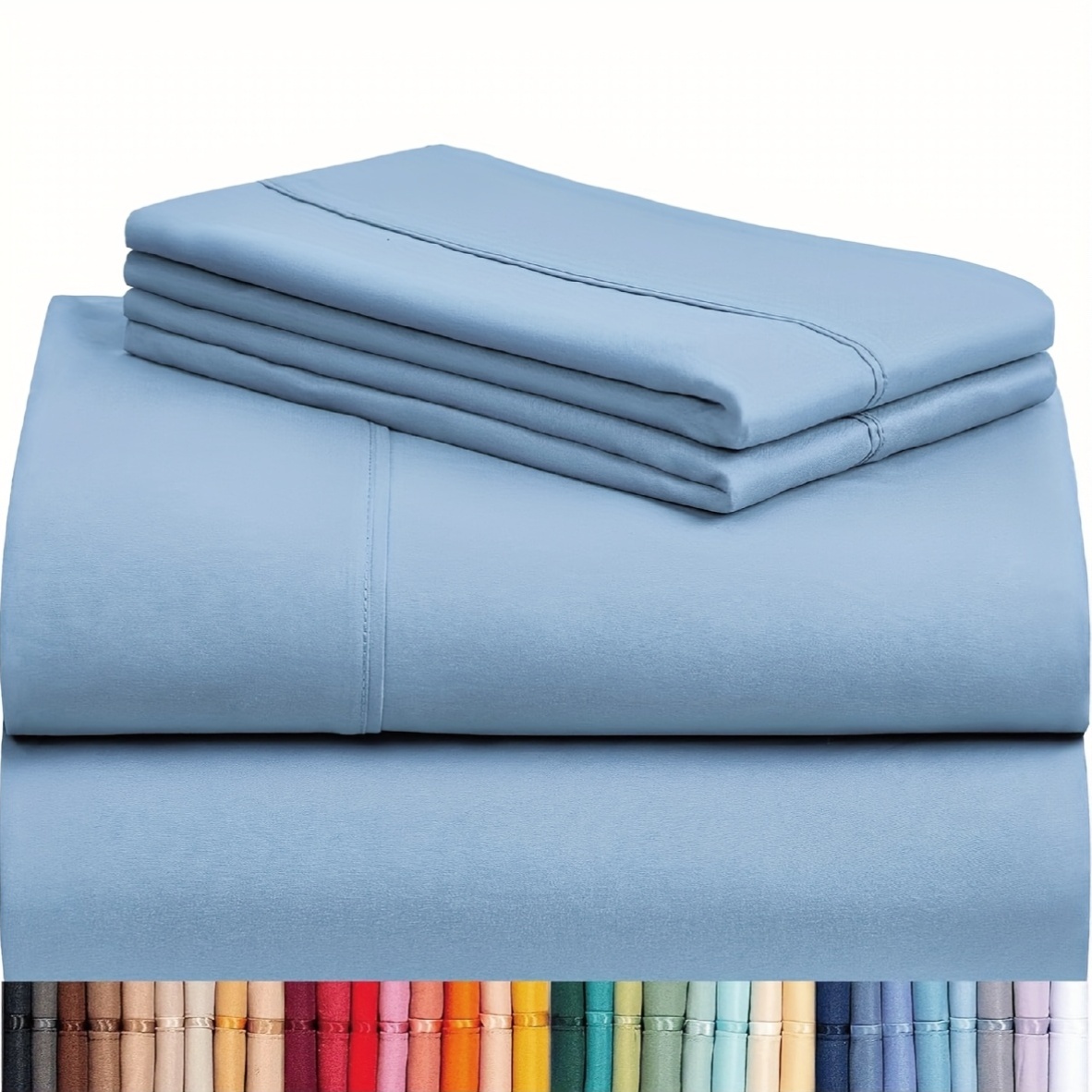 TEMU 4pcs Luxury Cool Fitted Sheet Set (1*flat Sheet + 1*fitted Sheet + 2*pillowcases, No Pillow Core), Soft Comfortable Breathable Bedding Set With
