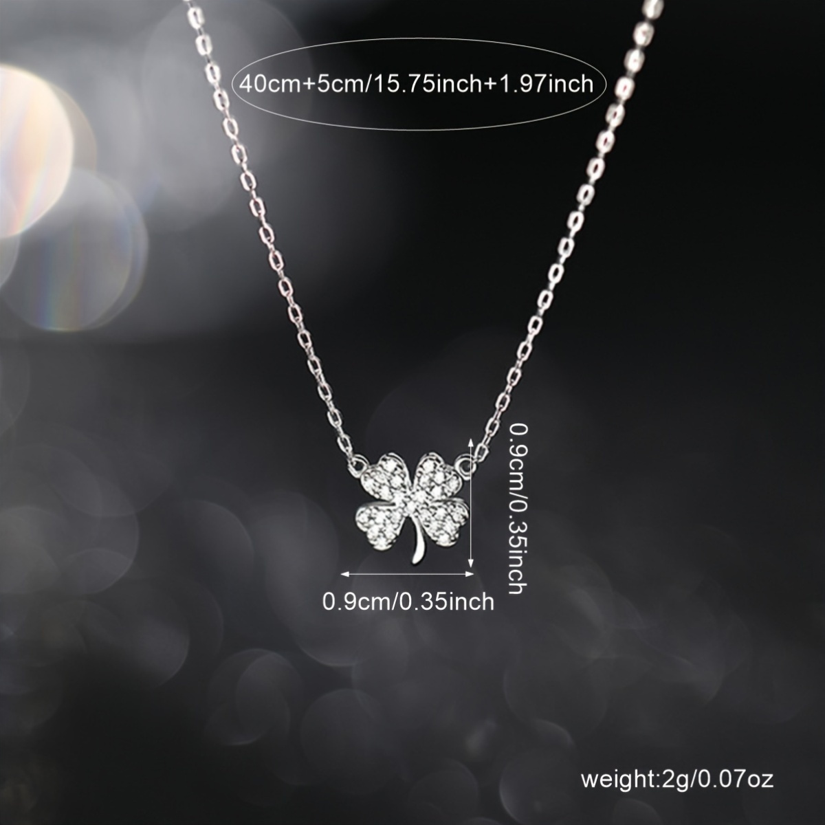 Elegant and Simple Glass-Set Iron Lucky Clover Pendant Necklace for Everyday Wear and