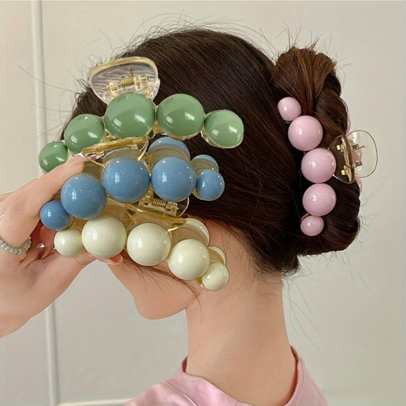 TEMU 3 Pcs Vintage Acrylic Hair Claw For Women - 14+ Retro Style Hair Accessories