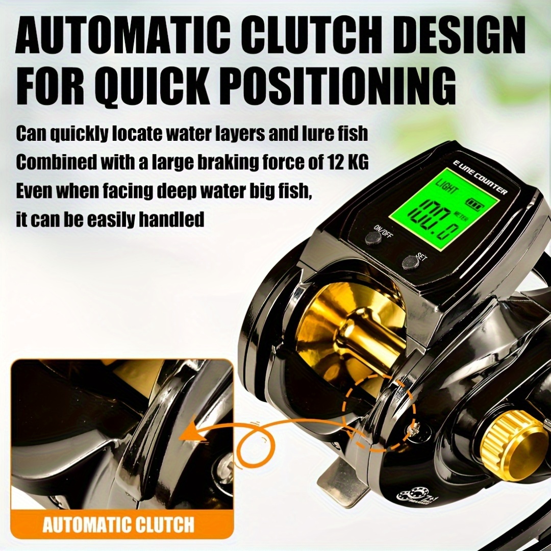 electronic line measuring fishing reel SAMOLLA Baitcasting 8oz Ultralight Smart Digital Baitcaster Reels with 22Lb Max Drag 7.2:1 High-Speed Gear Ratio Left Handed Freshwater Saltwater Compact Design Black TX800 : Sports & Outdoors or trolling reels Uses 2 AAA batteries Digital Fishing Baitcasting Reel With