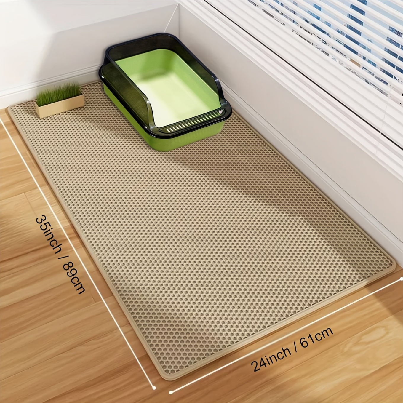 

Extra Large Eva Honeycomb Double Litter Mat, Non-slip, Dustproof, Easy To Clean, Effective In Trapping Animal Waste, For Around Litter Box