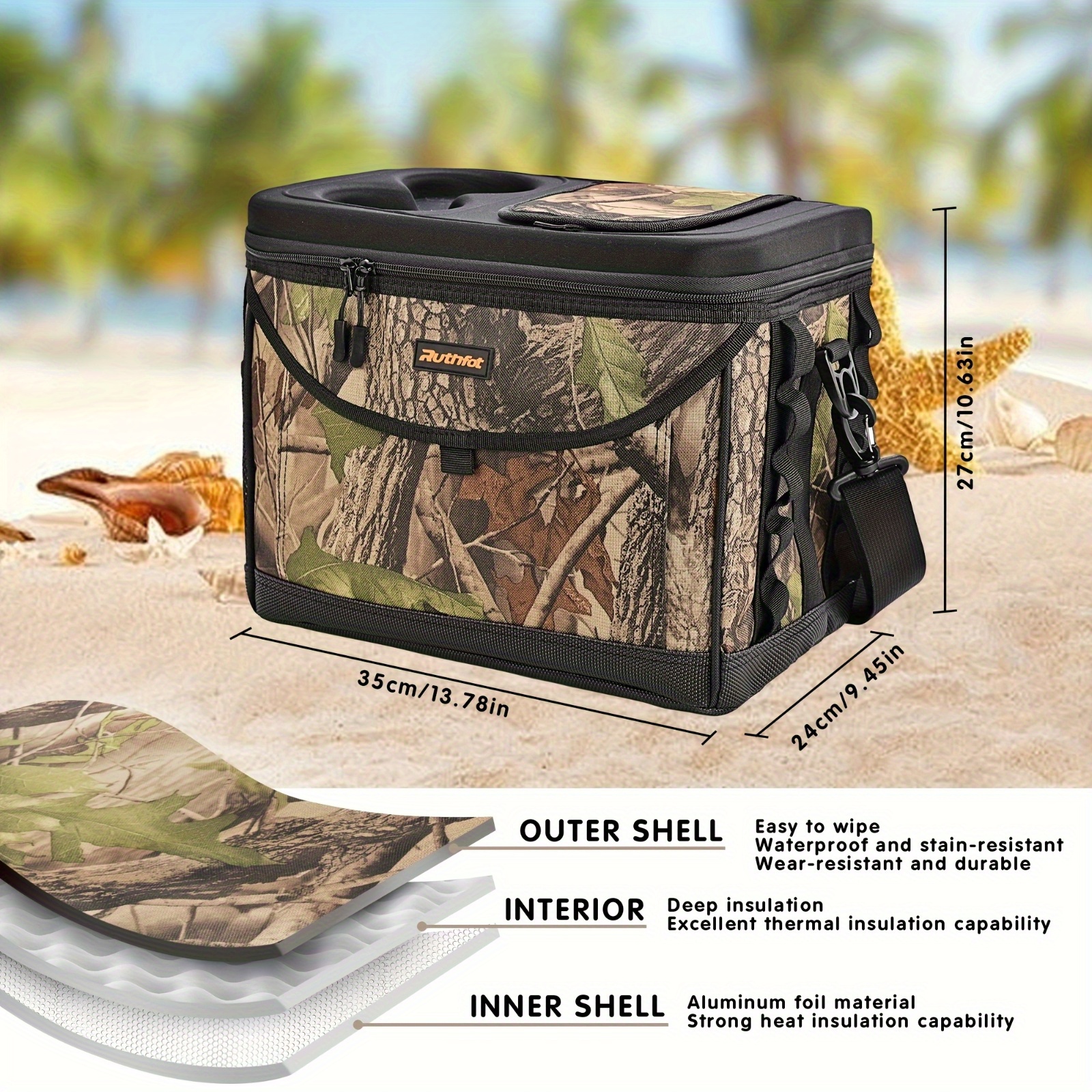 Equipped With Cup Holder Insulation Bag, Hardtop Single Shoulder Camping Bag, Suitable For Both Male And Female Hiking Bags, Effectively Providing Long-lasting Insulation And Ensuring The Freshness Of Various Foods