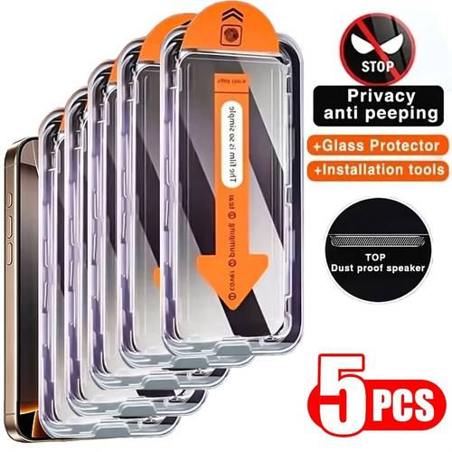 juego de 5 protectores de pantalla de privacidad completos para varios modelos de iphone, incluyendo 17, 16, 15, 14, 13, 12, 11, 17 pro max, 16 pro max, 17 air, 15 pro max, plus, mini, x, xs, xr y xs max. vidrio templado 9h.