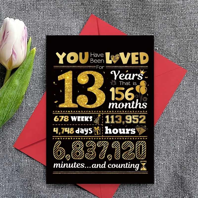 TEMU 1pc Birthday Card, Suitable For 13-year-olds, Perfect Gift For Son, Daughter, Nephew, Or Niece. Ideal Present For Grandson Or Granddaughter,