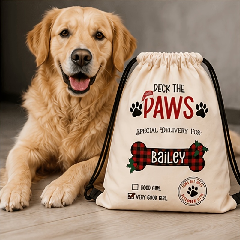 Customizable Christmas Drawstring Backpack with Pet Theme