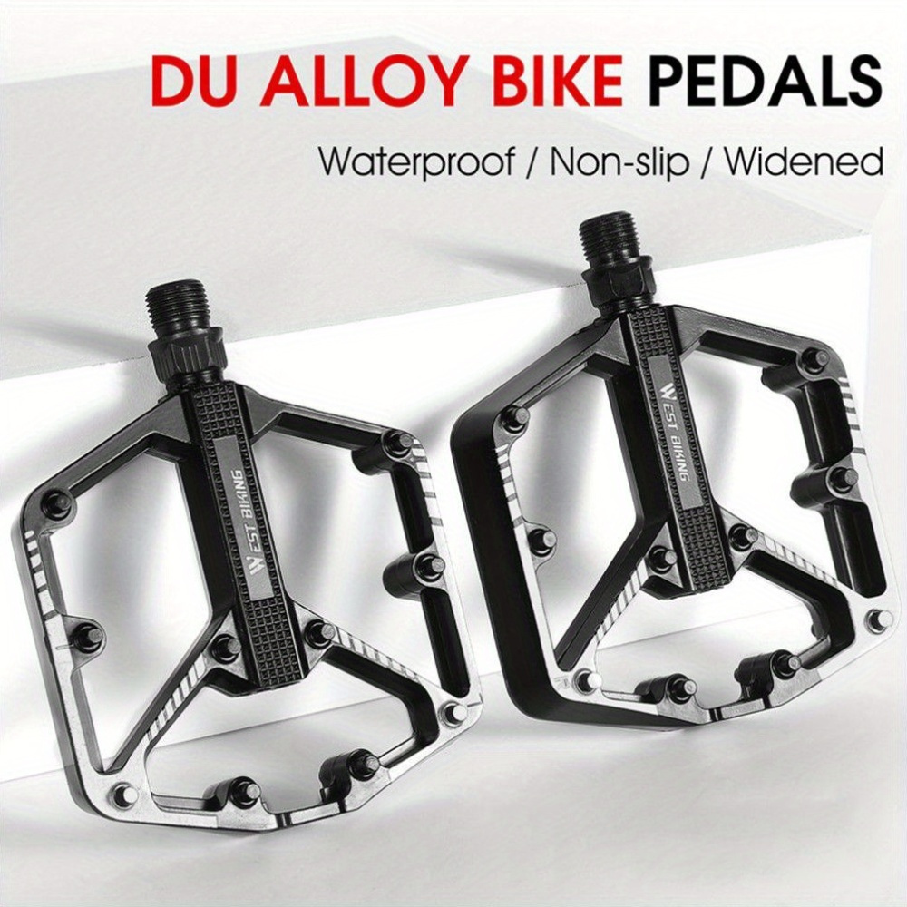 1 pair of waterproof non slip wide platform bike pedals aluminum alloy flat with sealed bearing for mtb and road bikes 9 16 inch
